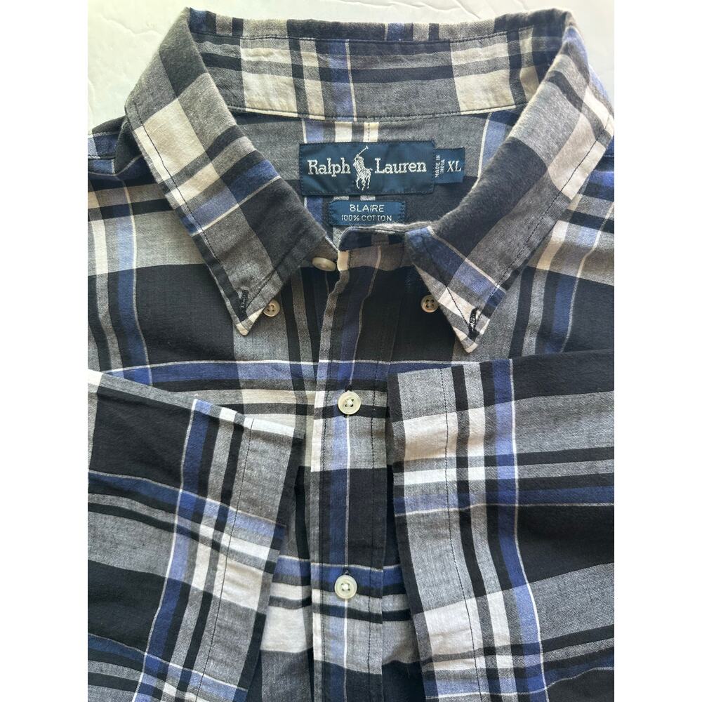 Ralph Lauren Blaire Plaid Short Sleeve Button Down Shirt - Size XL